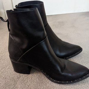 Black studded pointed ankle boots (vegan friendly)